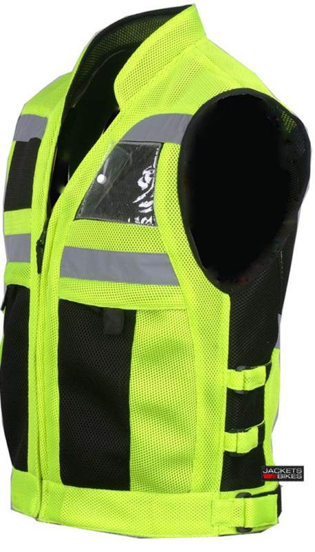 Vt motorcycle green reflective visibility base vest l