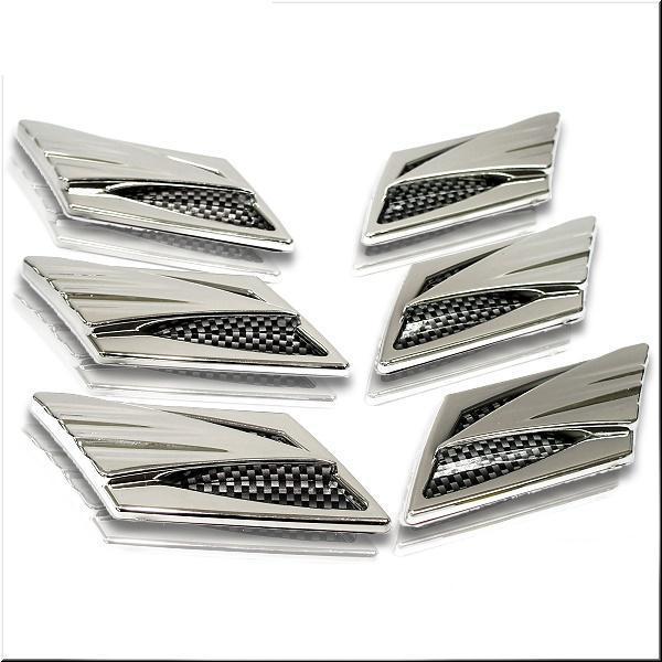 Car hood fender decorative decal chrome black carbon x 6 pieces