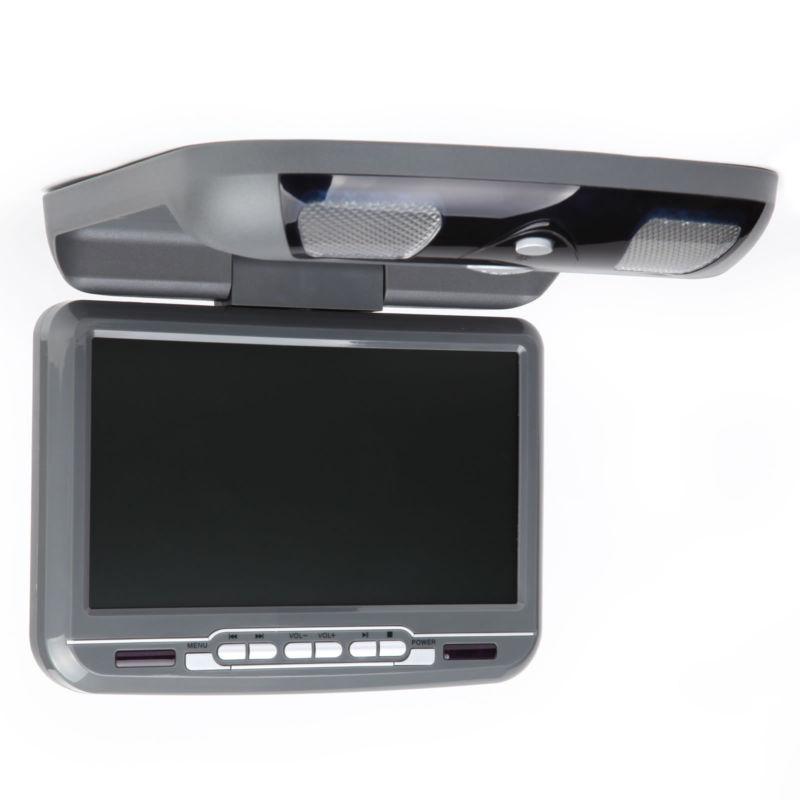 Car grey 9" flip down overhead roof mounted monitor dvd player fm/ir/sony len