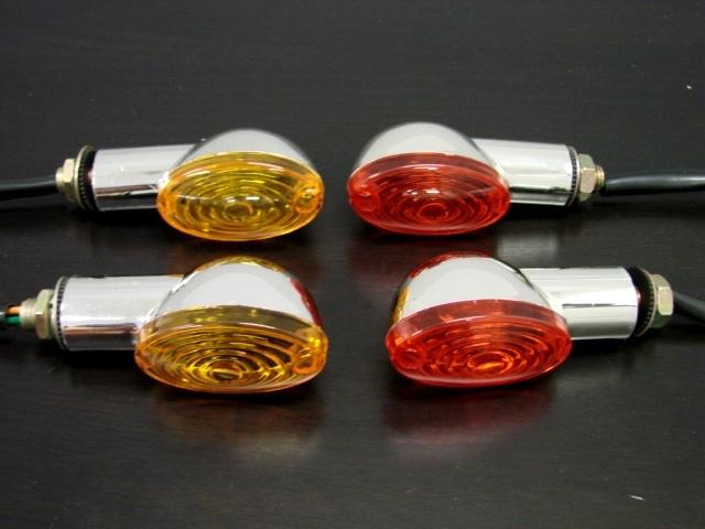 Chrome/amber/red turn signals for honda cb gs kawasaki kz triumph cafe rd xs xj