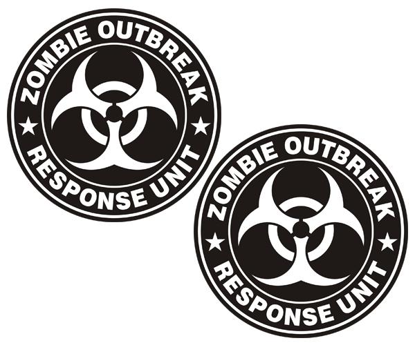 Zombie outbreak response unit decal set 3"x3" white control team sticker zu1