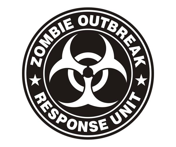 Zombie outbreak response unit decal 5"x5" white control team vinyl sticker zu1