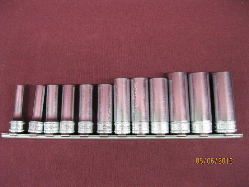 Snap on 3/8 drive metric deep 6 pt chrome socket set 12 pc 8mm - 19mm  212sfsmy 