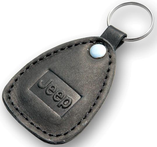 New leather black keychain car logo jeep auto emblem keyring