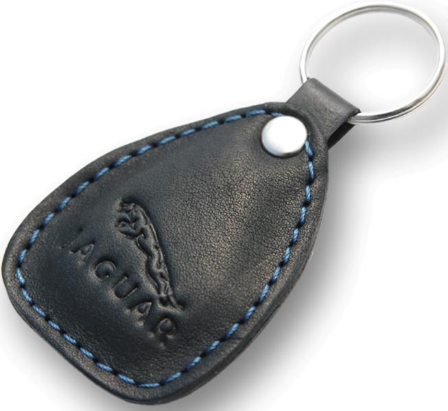 New leather black / blue keychain car logo jaguar auto emblem keyring