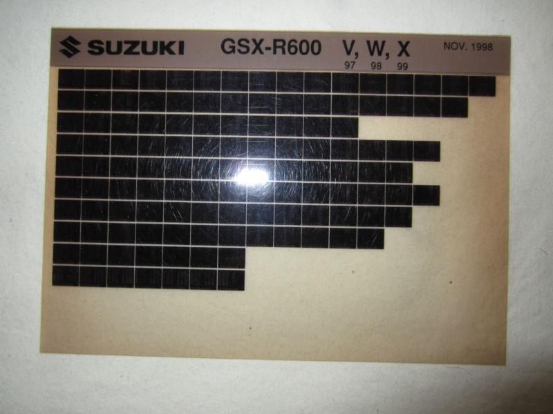 1997-1999 suzuki motorcycle gsx r600 v w x microfiche parts catalog r 600 1998