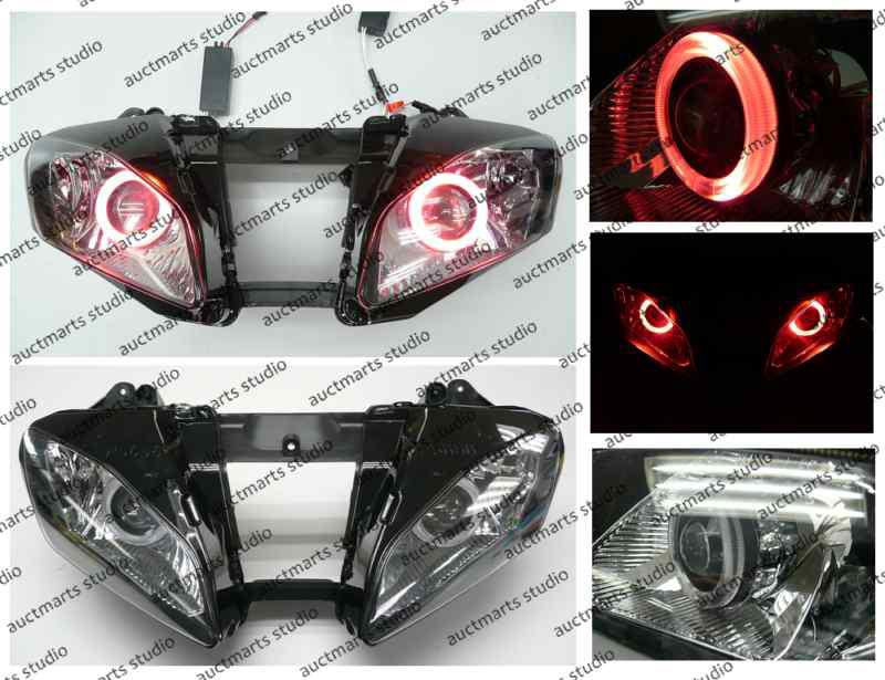 Yamaha yzf r6 2008-2011 halo angel eye projector bi-xenon headlamp red d