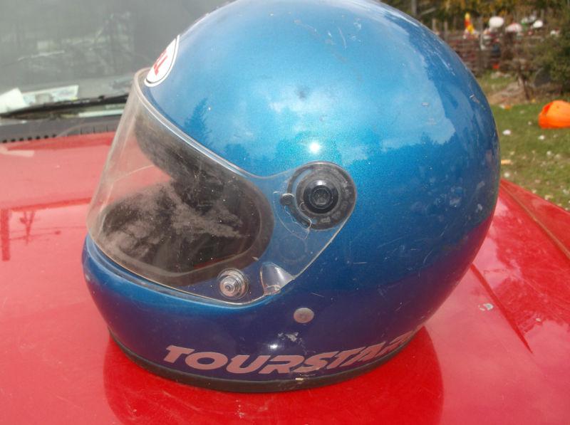 Vintage bell tourstar helmet full face blue with shield silver trim dot 1/82 