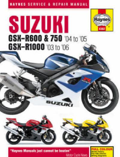 2003-2006 suzuki gsxr 600 750 1000 hardcover manual