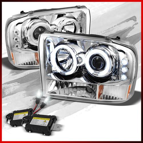 8k slim ballast xenon hid+ford f250 dual ccfl halo led projector headlights set