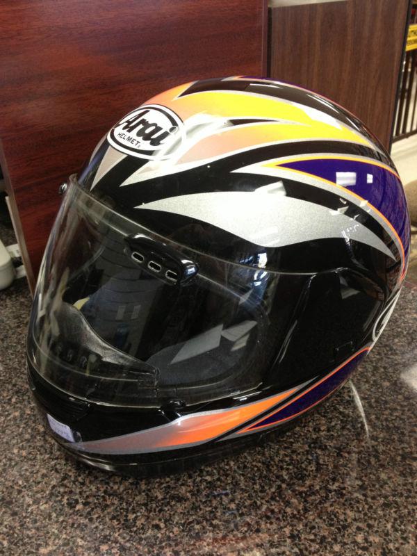 Arai full-face helmet purple/orange/black w/face shield dot approved