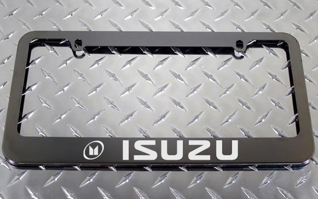 1 brand new isuzu gunmetal license plate frame + screw caps