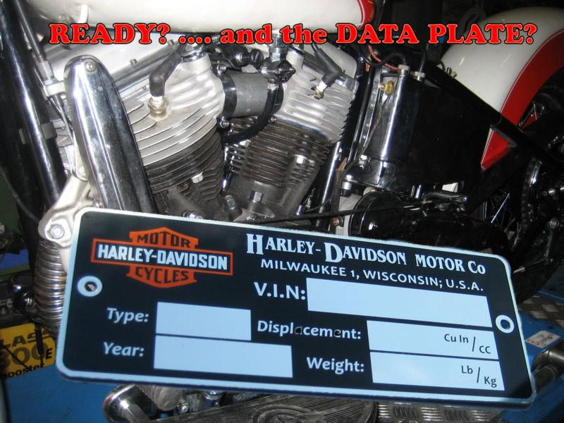 Harley davidson shovel knuckle pan hydra duo electra glide servi car data plate