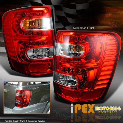 1999-2004 jeep grand cherokee led tail lights lamps red left+right with bulbs