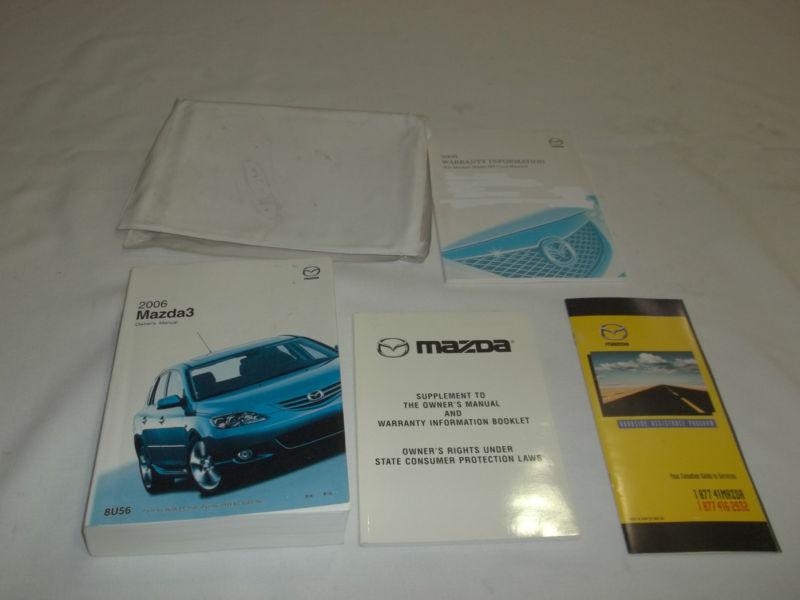 2006 mazda 3 owner's manual 5/pc.set english & french + white dealer case.free s