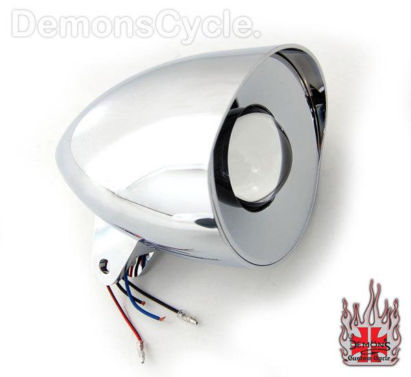 Projection custom billet headlight chrome projector light fits harley motorcycle