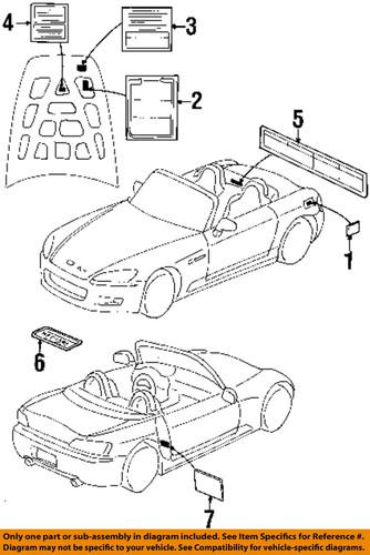 Honda oem 19043pzxa00 labels-info label