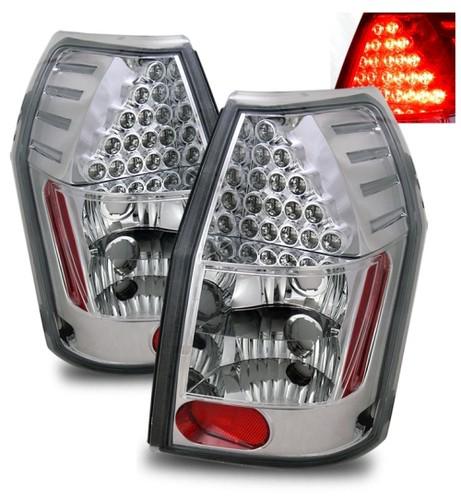 05-07 dodge magnum euro clear chrome led aftermarket tail lights rear brake lamp