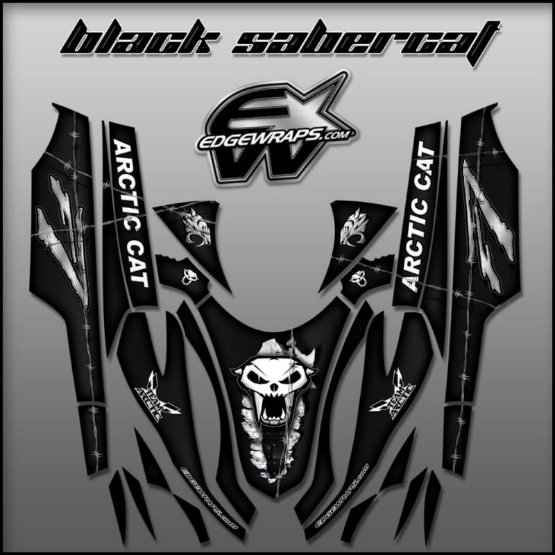 New arctic cat, f7 f series snowmobile graphics - black sabercat f7 skull