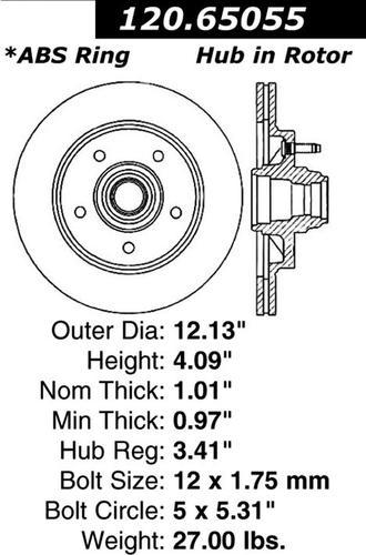 Centric 121.65055 front brake rotor/disc-c-tek standard rotor