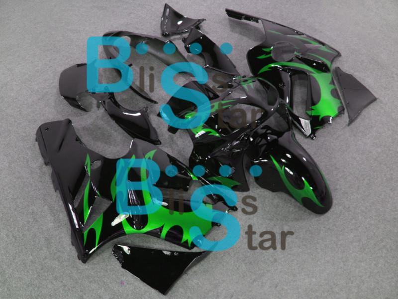 E15 green black fairing kit with tank w2 fit for ninja zx12r zx-12r 2002-2006  