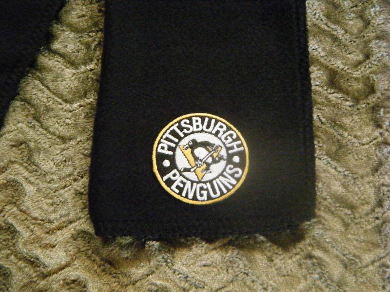 Pittsburgh penguins black fleece scarves scarfs scarf  9" x 60" (inches)  hockey