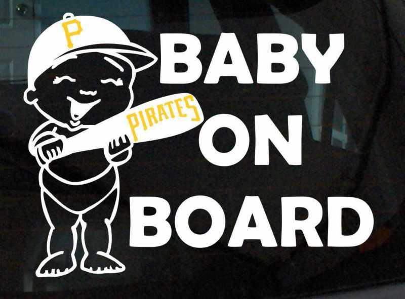 Pittsburgh pirates baby on board vinyl decal mlb major league baseball bat