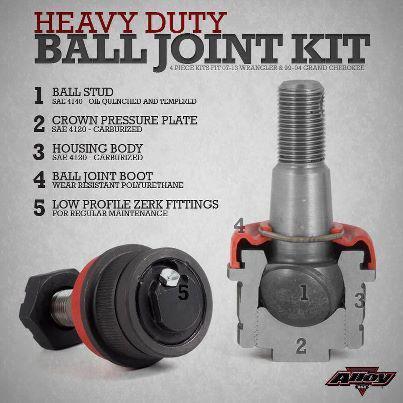 11800 alloy usa complete upper & lower ball joint kit jeep wrangler jk 2007-2014