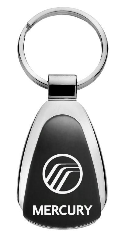 Mercury black tear drop metal keychain car ring tag key fob logo lanyard