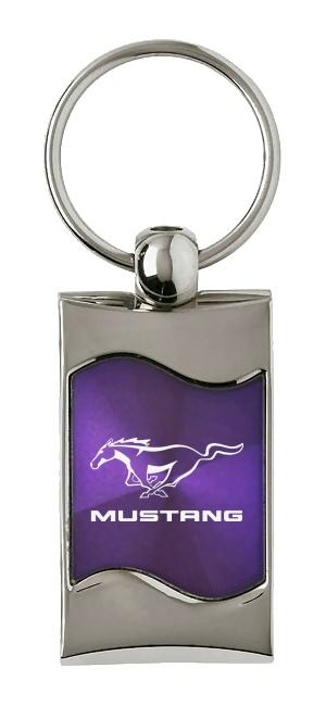 Ford mustang purple rectangular wave key chain ring tag key fob logo lanyard