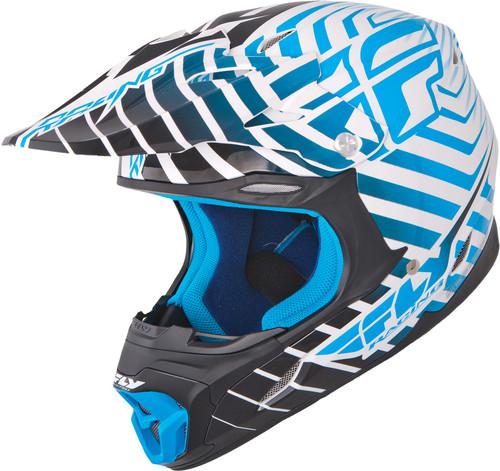 Fly racing three 4 graphics motorcycle helmet white/blue large