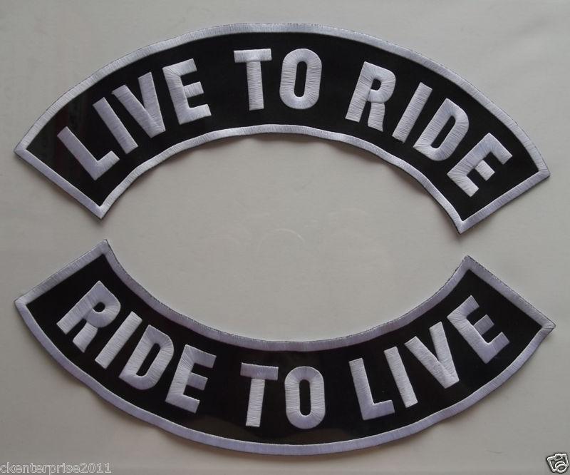 Live to ride rocker motorcycle biker large embroidered back patch #1