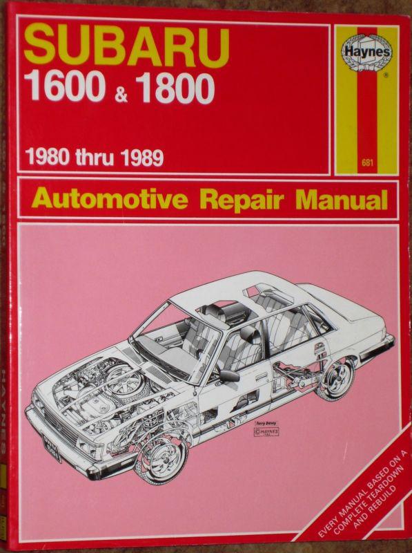 Haynes repair manual 1980 - 1989 subaru 1600 and 1800