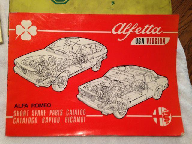 Alfa romeo alfetta usa version short spare parts catalogue 1980