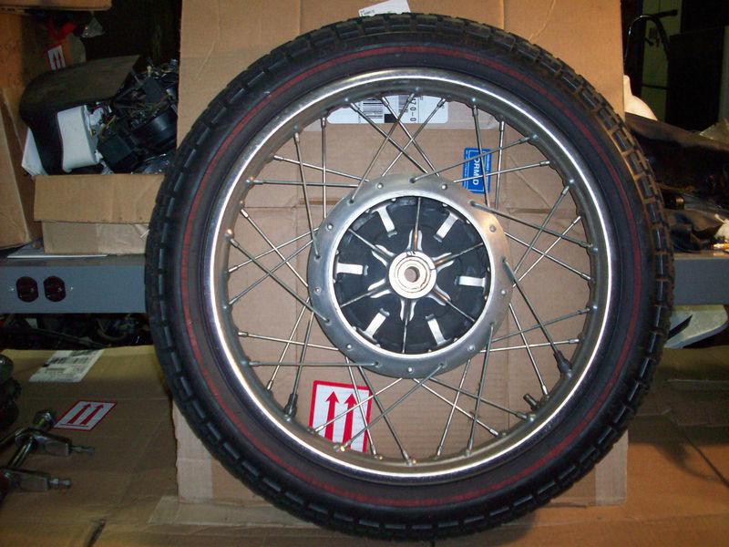 1970 suzuki t350 rebel ( mark 2 ) rear  wheel and tire  oem 