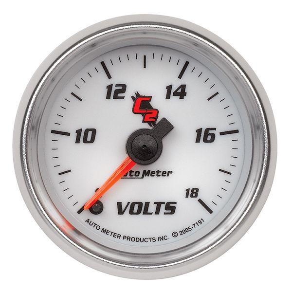 Auto meter 7191 c2 2 1/16" electric voltmeter gauge 8-18 volts