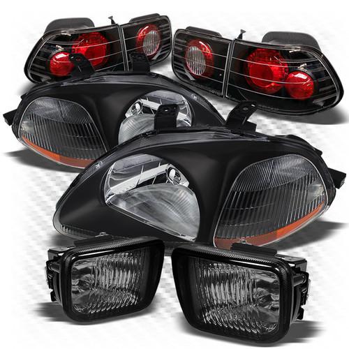 96-98 civic 2dr black headlights + altezza style tail lights + smoked fog lights