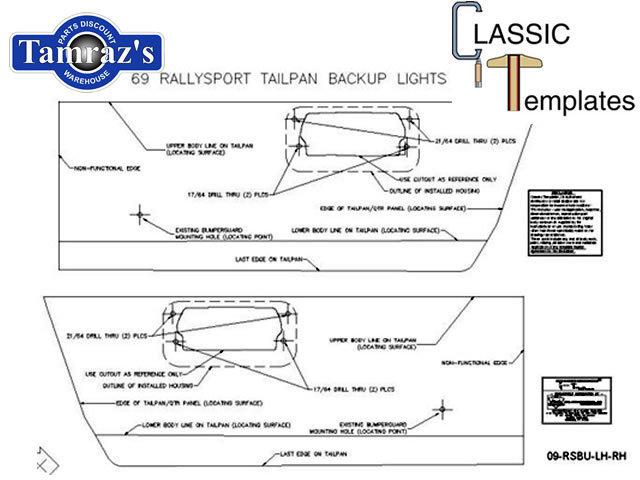 1969 camaro rs back up reverse light housing template