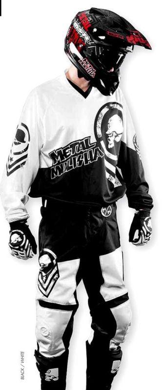 Metal mulisha optic gear set blk/wht jersey, pant, glove new motorcross