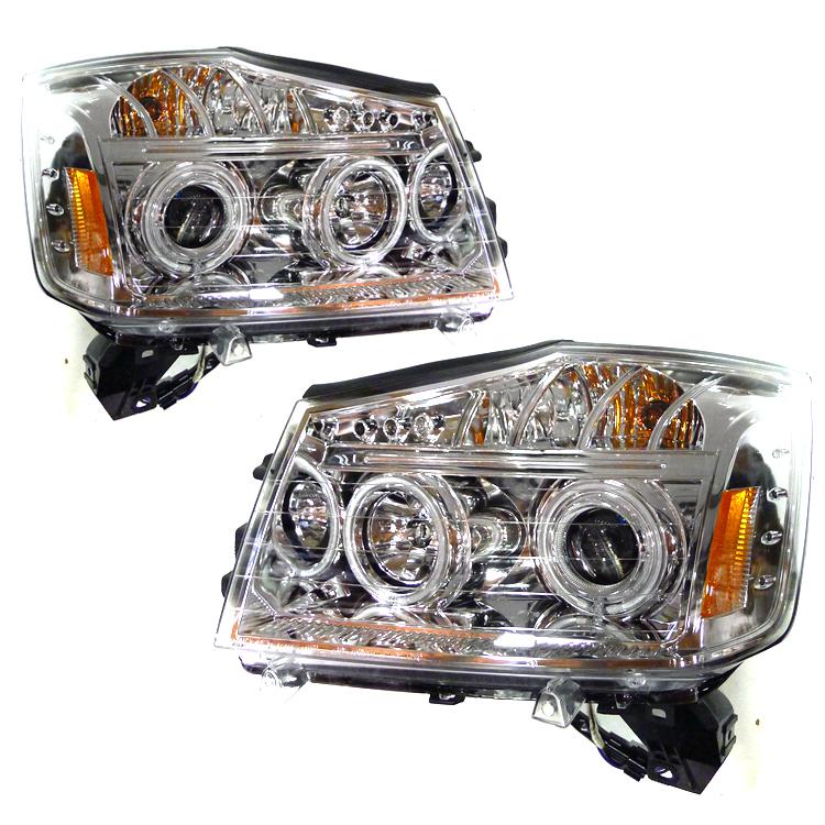 2008-2009 nissan titan ccfl halo chrome projector headlights