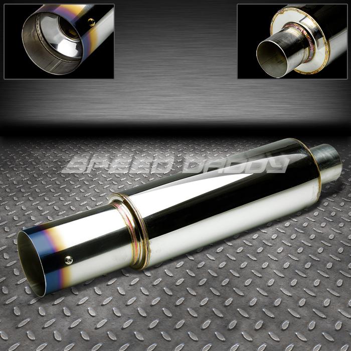 3.5" burnt tip 2.375" inlet polish stainless n1 racing muffler/exhaust+silencer