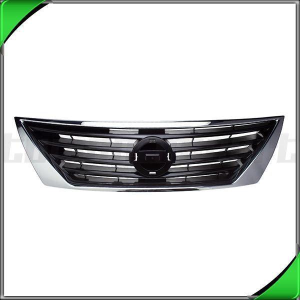 Front grille ni1200247 new 2012 nissan versa sedan sl sv dark gray w.chrome mldg