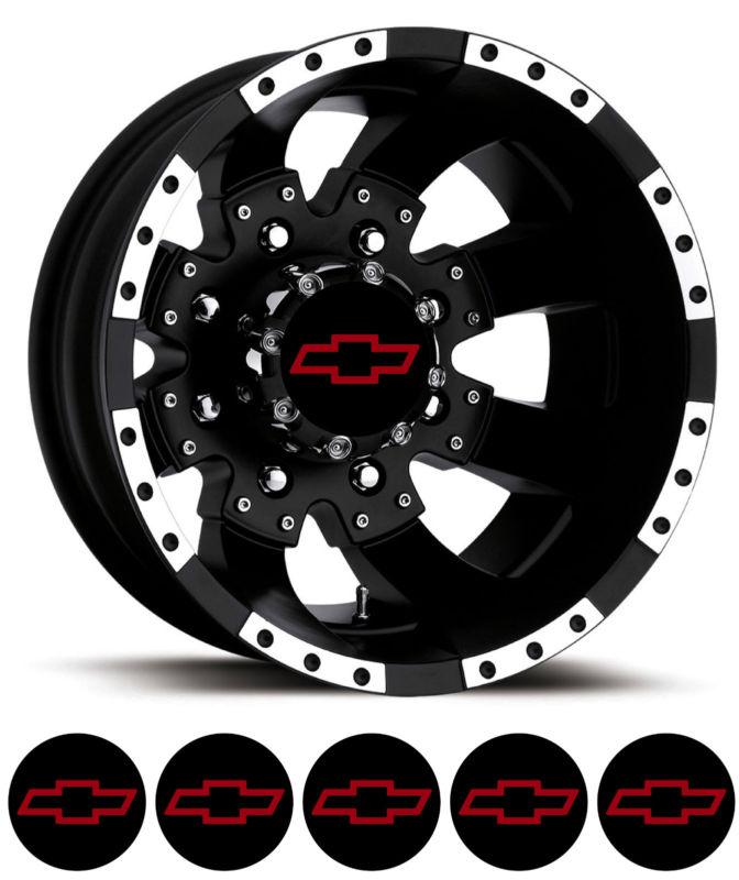 Chevy wheel rim decals center cap vinyl overlay decal sticker black / red bowtie