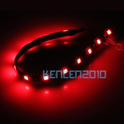 Red 30cm 12-led 5050 smd flexible strip waterproof 12v dc for diy car house new