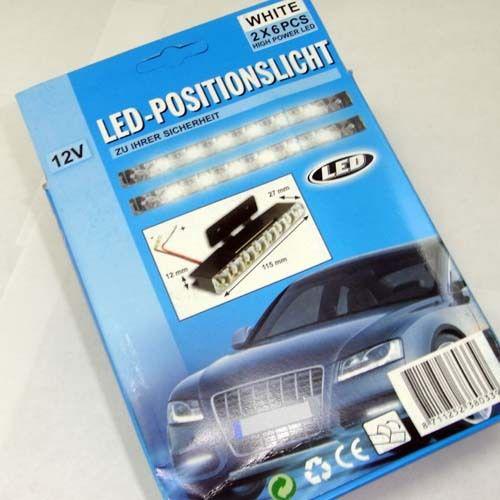 Brand new 2pcs/box white 1w high power 6 led daytime running light drl light