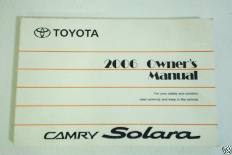 2006 toyota camry solora owners manual owner's guide book oem 06