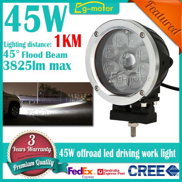 45w 3825lm 9x5w cree flood beam led work light offroad car jeep 4wd truck 4x4