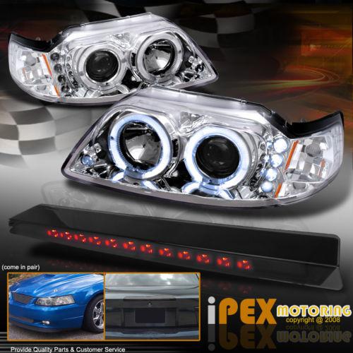 (free ship) 99-04 ford mustang halo projector headlights+led third brake light