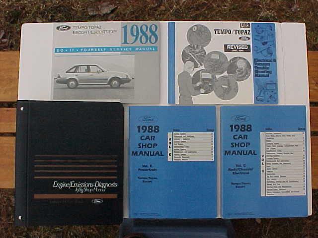 1988 ford tempo, mercury topaz, ford escort & escort exp shop manual set