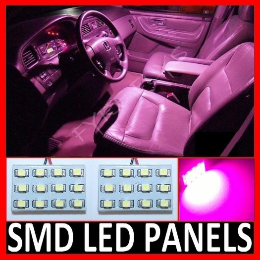 2 pcs lavender pink led dome map interior light bulbs 12 smd panel xenon hid #a5